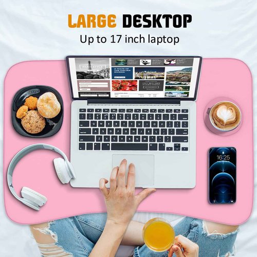 Fayquaze Portable Foldable Laptop Bed Table with Storage Drawer and Cup Holder, Laptop Desk Stand Tray for Eating, Reading and Working