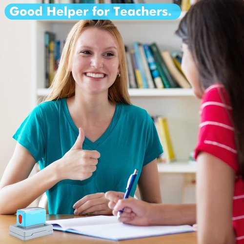 Sayglossy Teacher Stamp for Classroom 5 Stars Writing Grid Stamp Self Inking for Teacher Homework Grading Feedback Back to School Elementary Students School Supplies Gifts, 2 x 1 inches