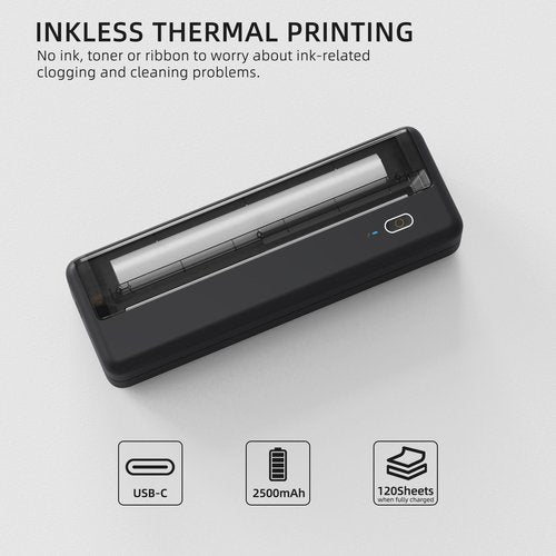 POOOLITECH Inkless Wireless Printer for Home Offices & Travel, Supports 8" & 4" Thermal Paper Roll, Perfect for iOS Android & Laptops, Compact Printer for Bussiness Trips, No Ink Needed