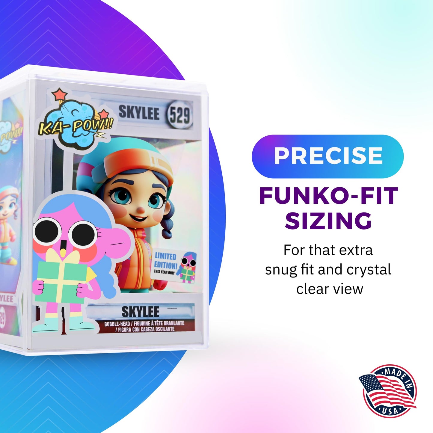 4-Pack Hard Acrylic Funko Pop Protector Display Case (4"), Stackable Display Case, Crystal Clear, 2.5mm Thick, Made in USA by Gary Plastic Packaging