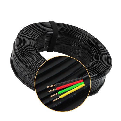 Uvital 300FT(100m) Flat Landline Phone Cable, 4x1/0.4mm 26 AWG Black Telephone Extension Wire Cable, 4-Core Solid Copper Phone Line Cord, Phones Wires Compatible RJ11 Plugs