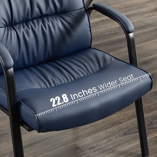 BoisKom Big&Wide Office Guest Reception Chair Set of 6, Conference Room Chairs Waiting Room Chairs 6 Pack, Modern Leather Office Desk Chair No Wheels(Navy Blue)