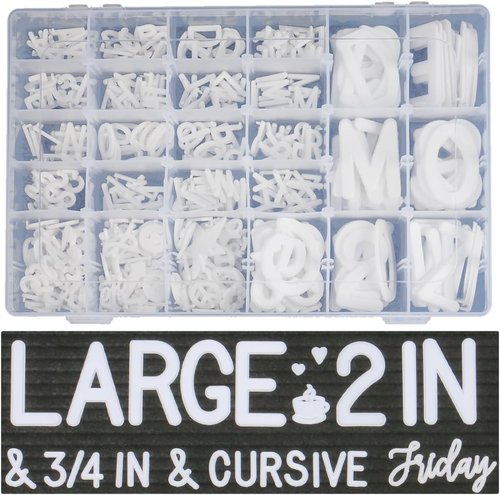 559 Extra White Letters - Changeable Felt Board Organizer with Cursive Words & Pre-Cut Plastic Letters