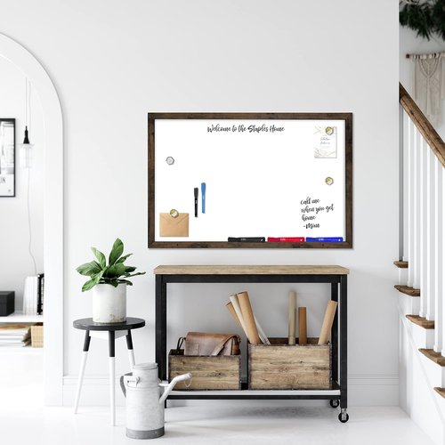 Loddie Doddie Magnetic Whiteboard - 24 x 36 Inch Rustic Wood Frame - Dry Erase Board with Marker Tray