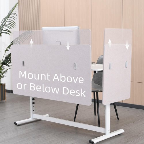 Vandebiao Clamp-On Beige Soundproof Desk Divider - 48 x 24 Inch Acoustic Privacy Screen for Office Partition