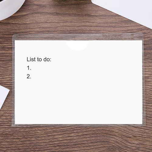 PATIKIL 4" x 6" Self Adhesive Index Card Pockets, 30 Pack Plastic Label Holder with Top Open Sticky Pocket Sleeves for Business Cards Note Cards, Clear