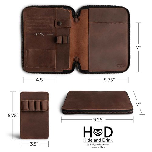 Leather Worx, Rustic A5 Notebook (5.75 x 8.25 inch.) Portfolio Binder, Executive Padfolio for Office, Personal Planner for Men and Women, Full Grain Leather, Handmade, Bourbon Brown