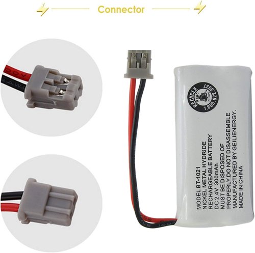GEILIENERGY Cordless Phone Battery - 2.4V 300mAh Compatible with Uniden Models | 2-Pack