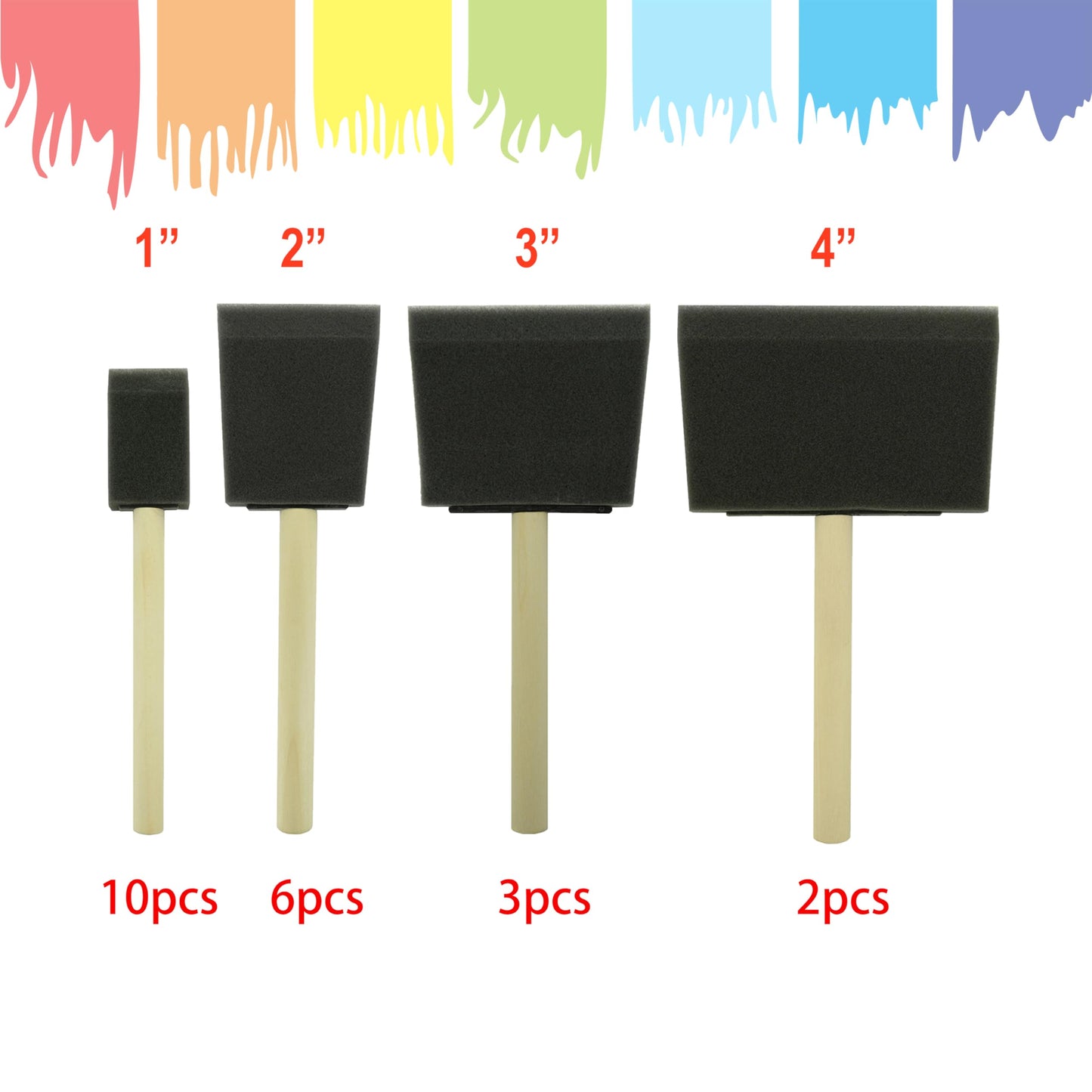 Fewanland Poly Foam Brushes 21pcs, Sponge Brushes, High Density Foam Paint Brush for Painting, Staining, Paint Sponges (1", 2", 3", 4")