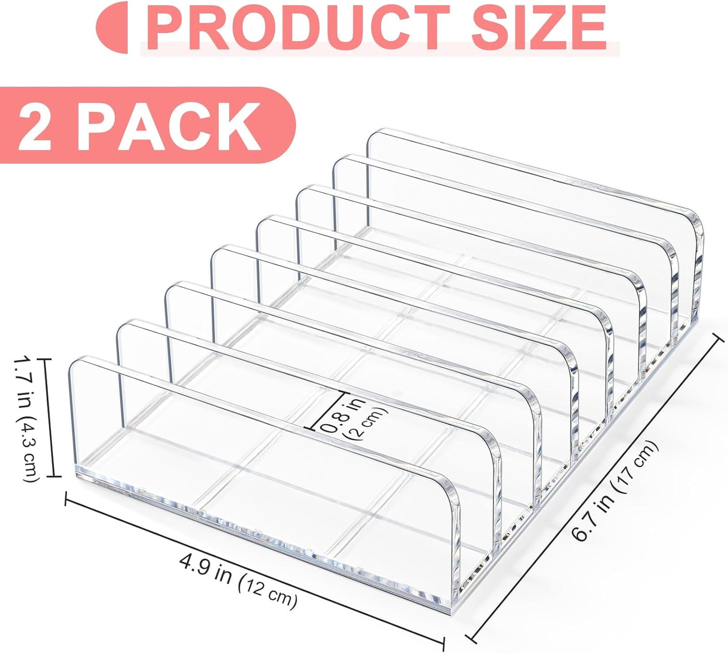 Vowcarol Acrylic Mail Organizer - 7 Slot Clear Desktop Cash Tray & File Divider for Bills