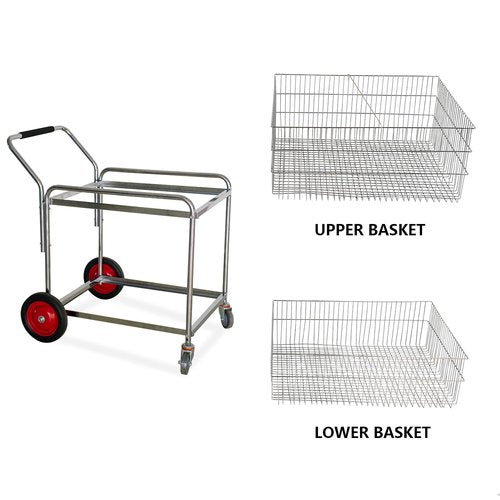 DIYTuning Deluxe Mail Office File Cart,250 Lb. Capacity,Upper & Lower Baskets,Grocery Cart,Laundry,Shopping,Grocery,Luggage,Kitchen,Restaurant Office Trolley