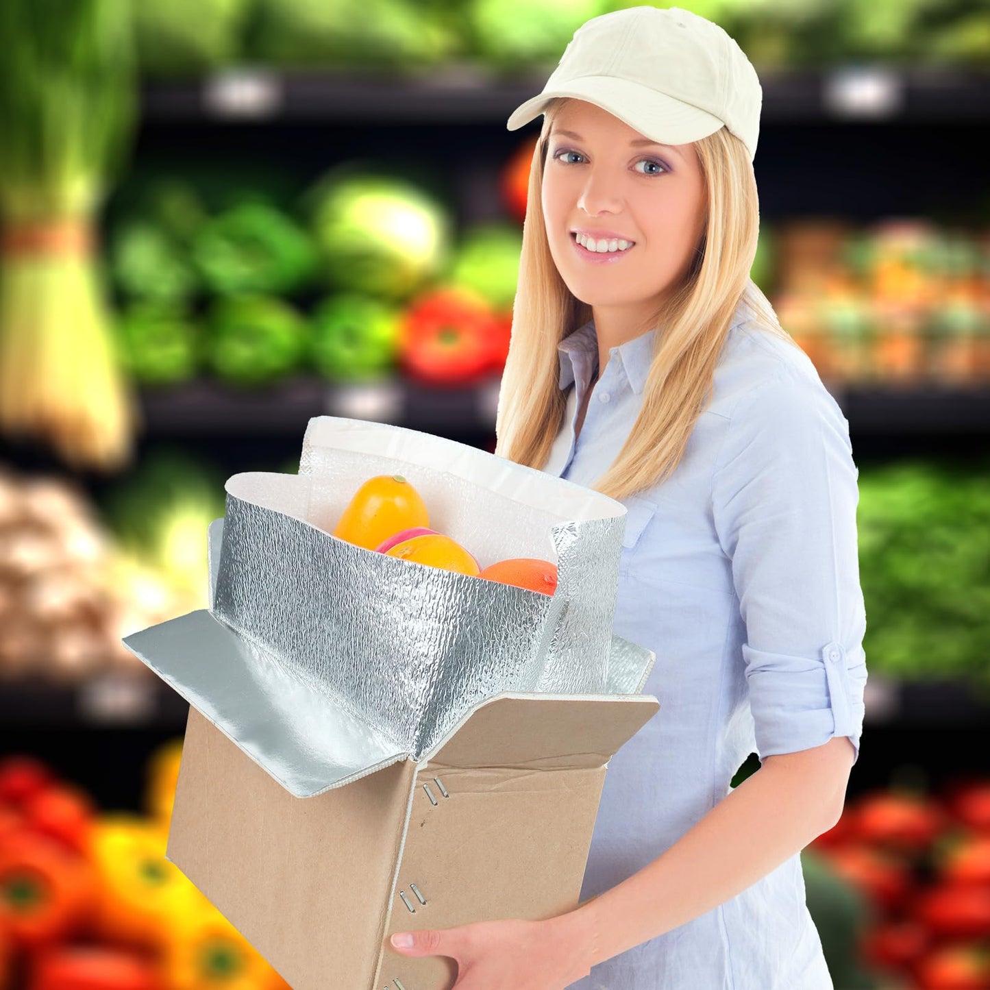 8x4x5 Inch Insulated Shipping Box with Aluminum Foil Liner, 6 Pack Cold Shipping Boxes with Aluminum Foil Insulated Bag, Insulated Boxes for Cold Shipping, Frozen Food