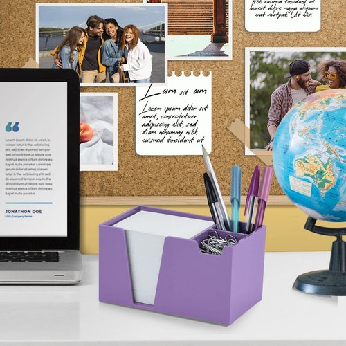 Acrimet Desktop Organizer Pencil, Pen, Paper, Clip, Caddy Holder (Plastic) (White Paper Included) (Solid Purple Color)