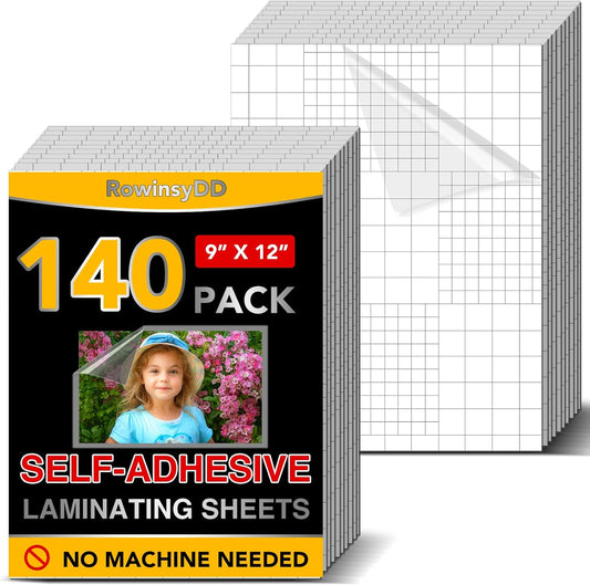 Skiennix Self-Adhesive Laminating Sheets - 140 PCS, 9 x 12 Inches, No Heat, Easy Self-Sealing
