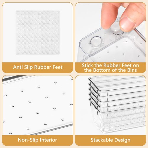 HOMEZER Clear Plastic Drawer Organizer Set – 25 PCS Stackable Storage Bins for Bathroom, Kitchen, Makeup, Office & Desk – Versatile Organizers for Home, Vanity & Bedroom