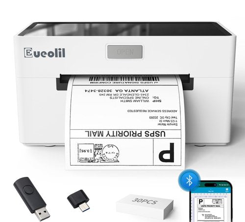 EueoLil 4×6 in Bluetooth Shipping Thermal Label Printer,Portable Label Makers for Small Business,Compatible with Android、iPhone、Windows＆Mac,Widely Used for Home＆Small Businesses and Office