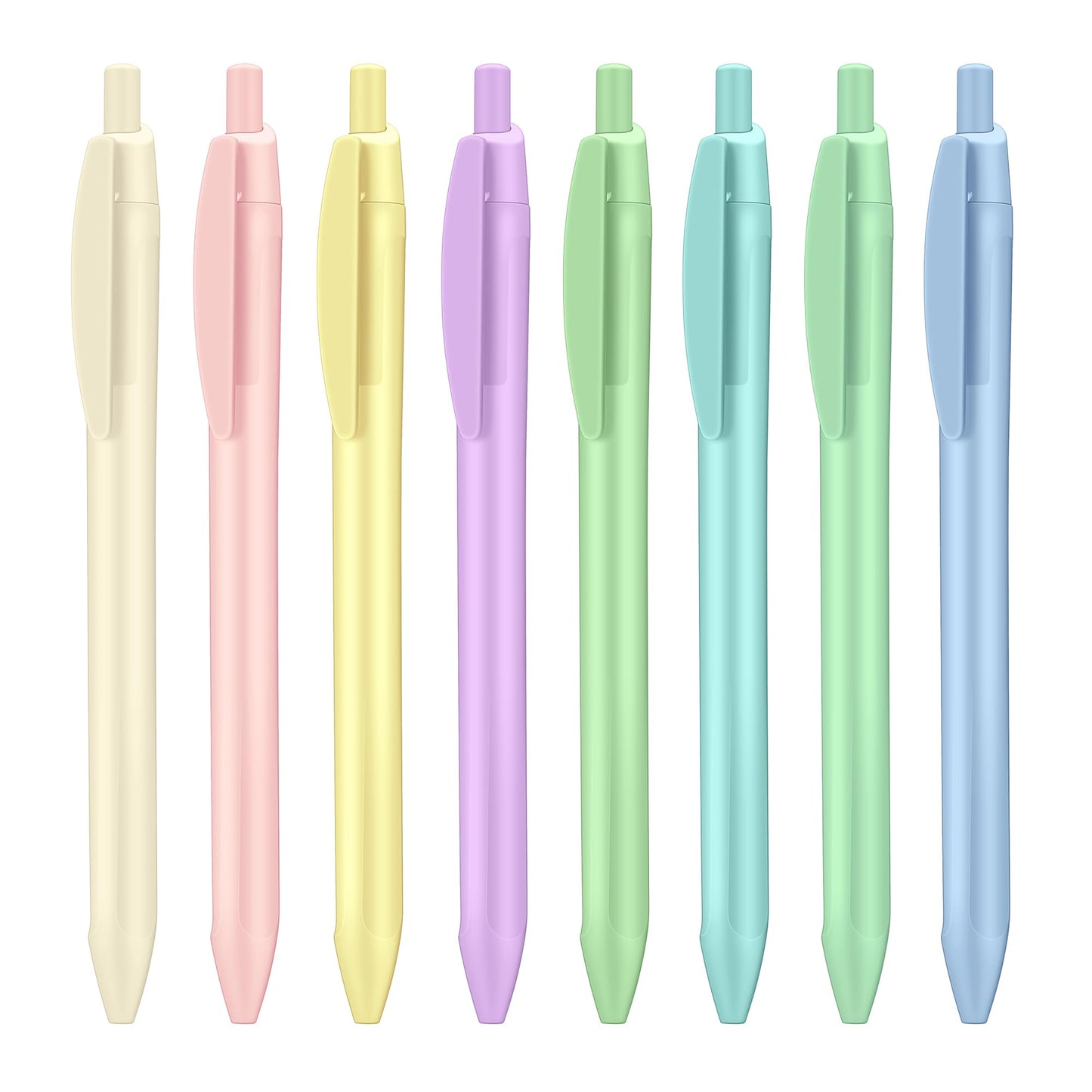 Colourcolor Pastel Retractable Ballpoint Gel Pens, Fine Point 0.5mm Quick Drying Black Ink, Smearing and Smudge Proof, Smooth Writing Pens for Office Signing, Students Writing, Daily Use - 8pcs