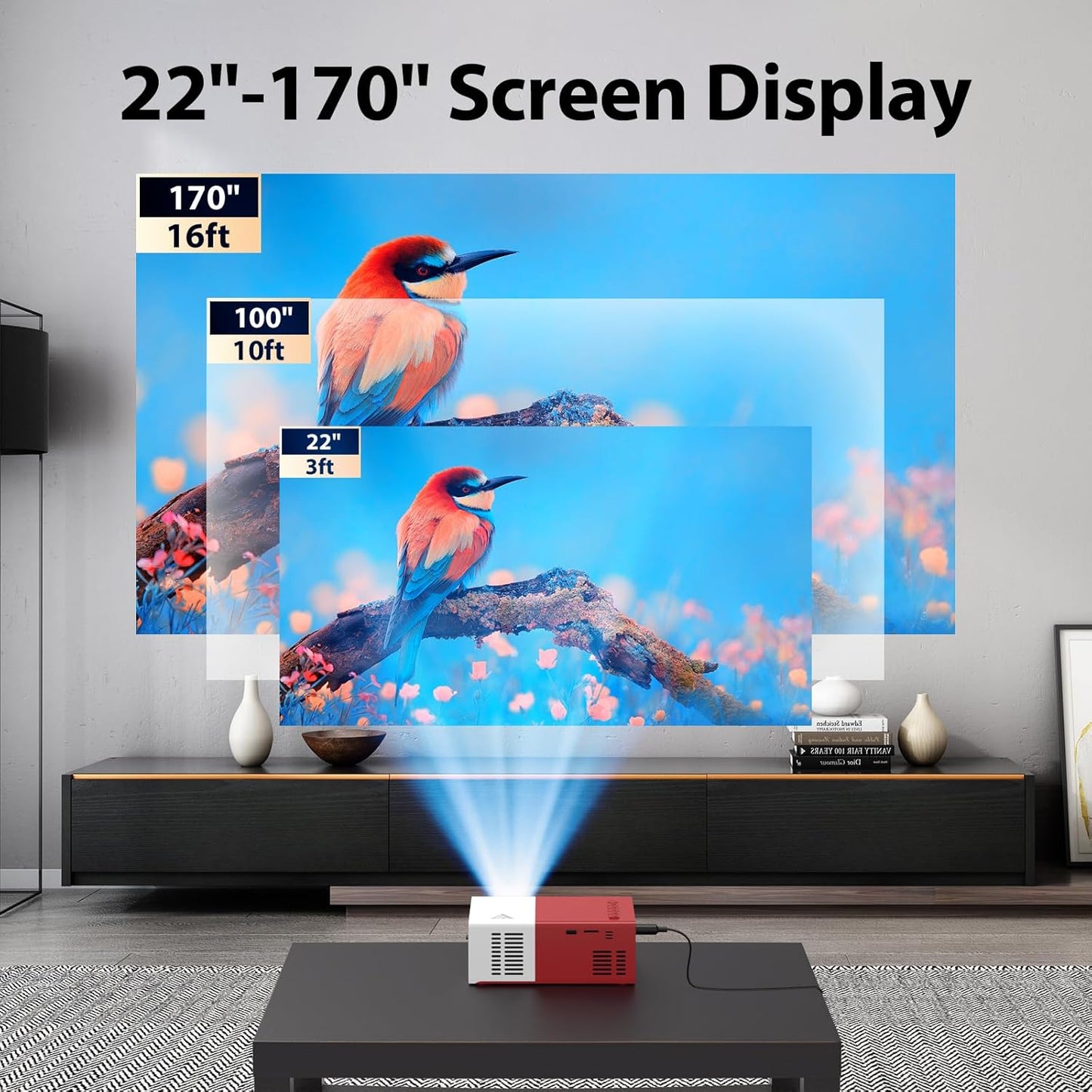 Skiennix Mini Portable Projector - 1080P HD with WiFi & Bluetooth | 170" Screen, Compatible with Phone & Laptop