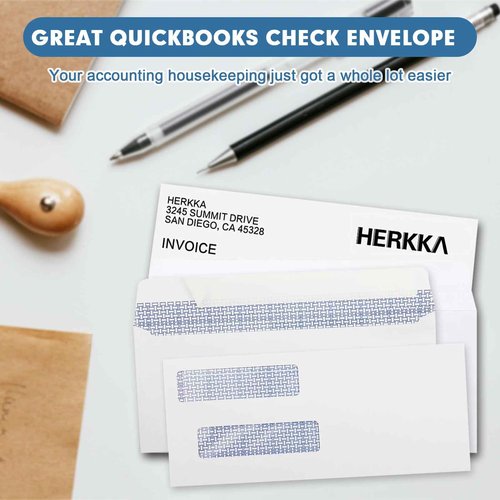 #8 Double Window Security Check Envelopes, No.8 Double Window Bussiness Envelopes Designed for QuickBooks Checks - Computer Printed Checks - 3 5/8 X 8 11/16 (NOT for INVOICES) - 24 LB - 1000 PACK