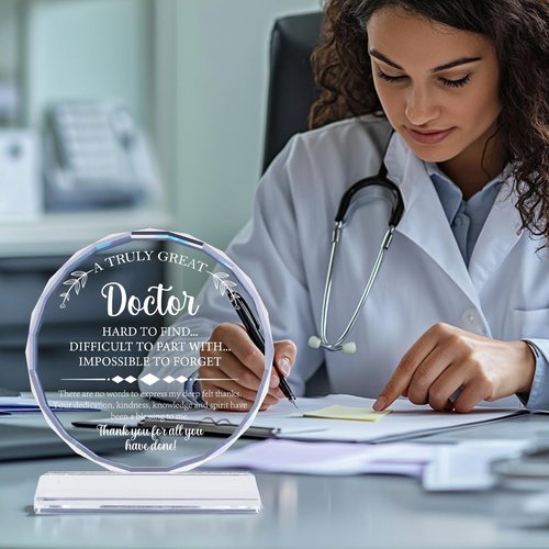 Uniquilling Gifts for Doctor, Best Doctor Award Crystal Plaque with Gift Box Packaging, Appreciation/Thank You Gifts for Doctor, Christmas/Retirement/Birthday Gift for Doctor