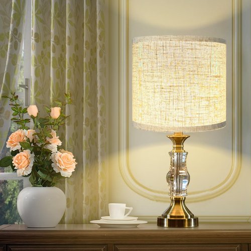 Lampshades Set of 2, 11.02" Top x 11.02" Bottom x 9.5" High, Drum Lamp shades，Medium Lamp shade, Beige Lampshade Natural Linen Hand Crafted, see installation video here (11.02x11.02x9.5 with holders)