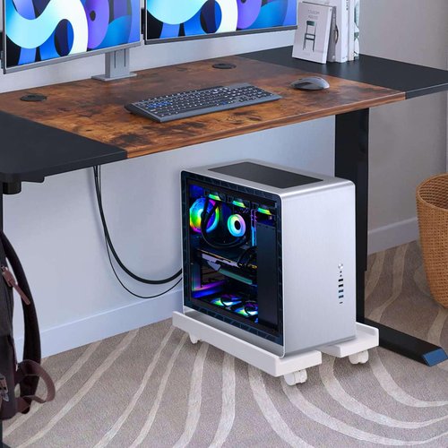 Seloom PC Stand Computer Tower Stand, Adjustable Mobile CPU Stand, Heavy-Duty Desktop Stand with Rolling Caster Wheels, PC Riser Fits Most PC Gaming Desk Office