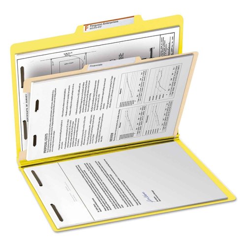 Smead Classification File Folder, 1 Divider, 2" Expansion, 2/5-Cut Tab, Letter Size, Yellow, 10 per Box (13704)