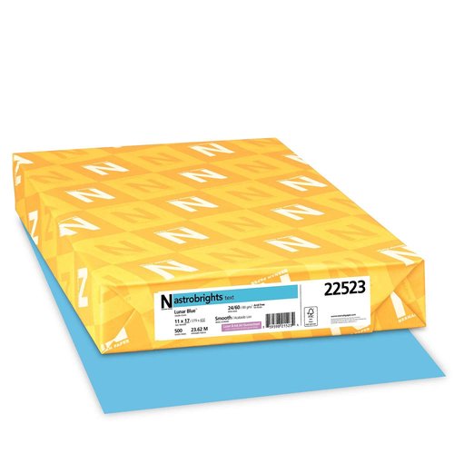 Astrobrights Color Paper, 24 lb Bond Weight, 11 x 17, Lunar Blue, 500/Ream
