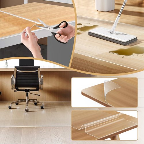 6' x 9' Office Chair Mat for Hardwood Floors, 72 x 108 in Plastic Area Rug for Living Room, 60 mil Clear Vinyl Transparent Protector, Large Floor Carpet Under Computer Desk