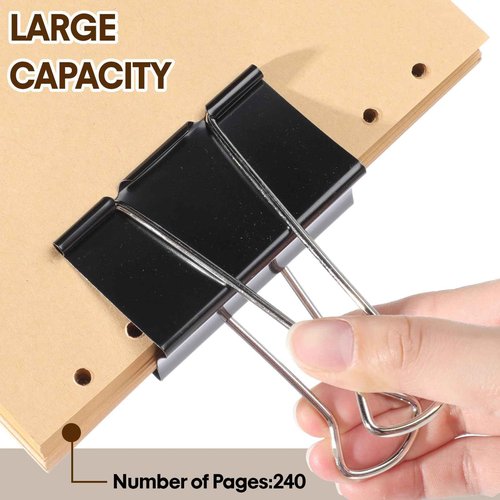 Jetec 72 Pcs 3 Inch Jumbo Binder Clips Extra Large Binder Clips Bulk Black Big Heavy Duty Metal Giant Large Paper Clamps for Office and Home Supplies Organization Kitchen Food Bags Drawing
