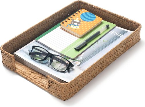 Seagrass Letter Tray - Woven Desk Organizer for Papers & Documents | Stylish Wicker Design