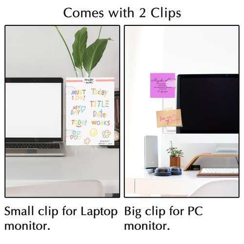 Keenjorika 2PCS Multifunctionnal Monitor Documents Holder, Clear Acrylic Board with Clips, Desktop Message Board for Office with Sticky Note