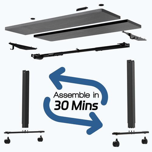 Monomi Height Adjustable Electric Standing Desk, 55 x 24 Inches Stand up Desk, Sit Stand Home Office Computer Desk(Black Frame+Marble Black Top)