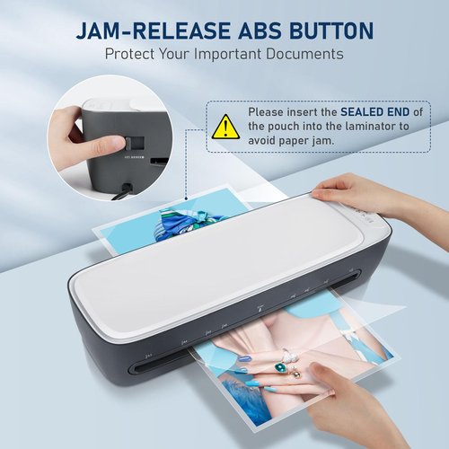 13 Inch A3 Laminator Machine, 9 in 1 Desktop Thermal Never Jam With 40 Pouches, Paper Trimmer and Corner Rounder, 1Min Fast Warm-Up for Home Office School Use, Grey