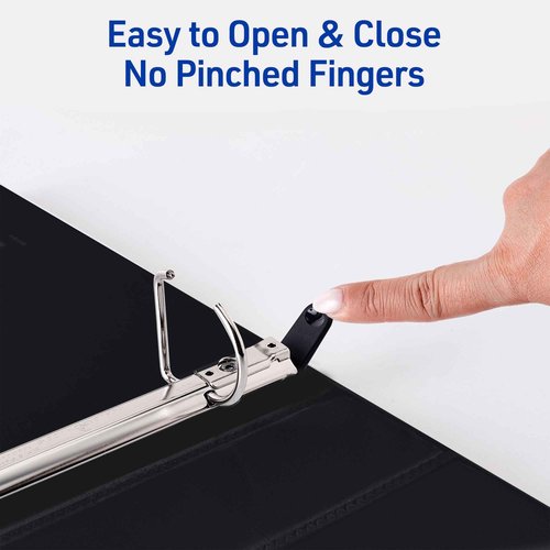 Avery Heavy-Duty View 3 Ring Binders, 1.5 Inch One Touch Slant Rings, 375-Sheet Capacity, DuraHinge, 2.1 Inch Wide Spine, Customizable Clear Cover and Spine, Black Binders (79097) (Pack of 6)