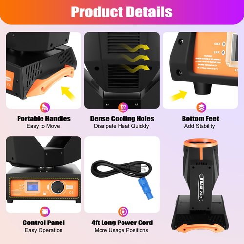DELOPVIO 230W 7R Beam Zoom Sharpy 16Prism DMX DJ Stage Lighting Moving Head Light Disco, for Concert, Nightclub, Party, Bars, KTV, Dance Halls, Stage Disco Club Lighting Party