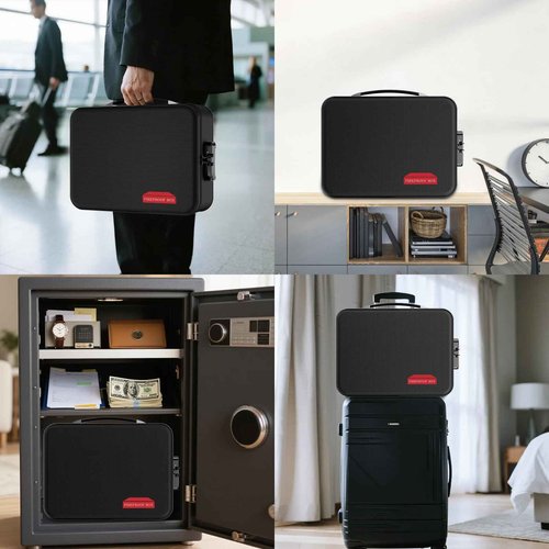 NPCNPC Fireproof Document Box With Combination Lock,Hard Case File Organizer Heat Insulated And Waterproof,Portable Home Travel Safe Storage Box For Important Documents Laptop,Files More