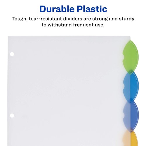 Avery Insertable Style Edge Plastic Dividers for 3 Ring Binders, 5-Tab Sets, Multicolor, 24 Sets, 120 Divider Tabs (11200)