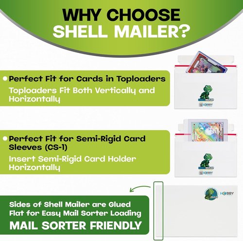 Hobby Armor 500 Pack Shell Mailer Trading Card Envelopes - 7" x 4.35" Perfect for Shipping Semi-Rigid Cards