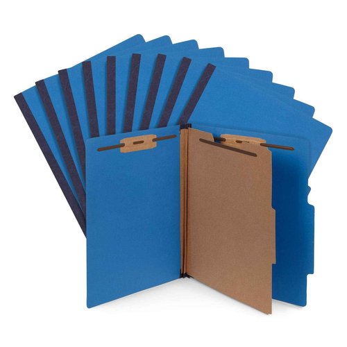 Blue Summit Supplies 30 Dark Blue Classification Folders - 1 Divider - 2 Inch Tyvek Expansions - Durable 2 Prongs for Standard Medical Files, Office Reports - Letter Size, Dark Blue, 30 Pack