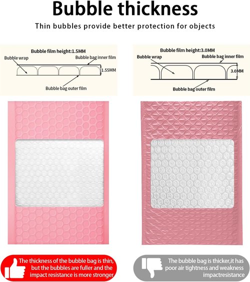 PackBabol Bubble Mailers - 8.5x11 Inch Opaque Self-Seal Padded Envelopes | Waterproof Shipping Bags (Pink)