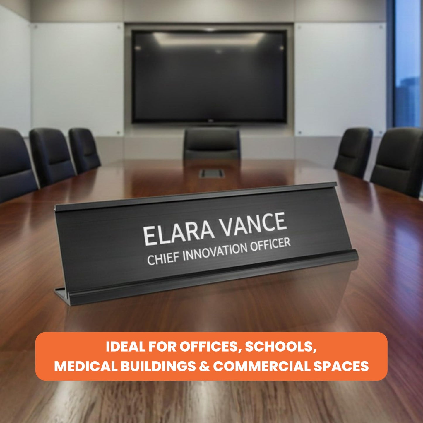 2" x 10" Aluminum Office Desk Nameplate Sign Holder (Rose Gold) 1 Pack
