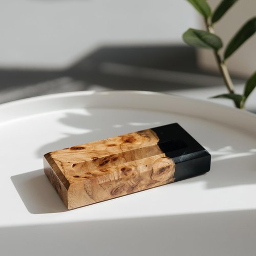 RWA Black Business Card Holder for Desk – Elegant Office Desk Decor Organizer for Men Women – Slim Square Card Stand Display Index Credit Card Holder – Professional Desktop Accessory - ORIGIN black