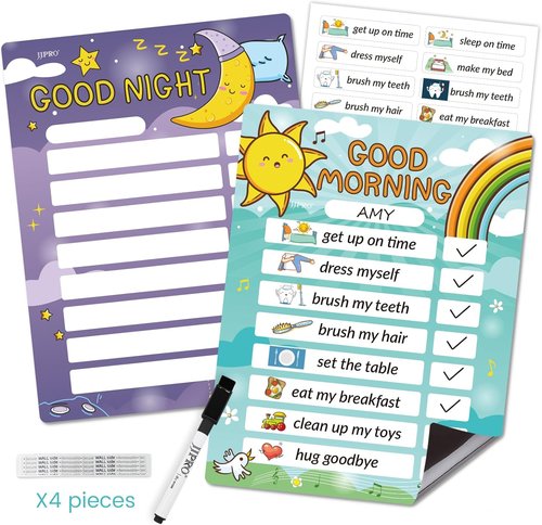 Magnetic Bedtime Routine Chart for Kids | Toddler Daily Schedule & Dry Erase Checklist