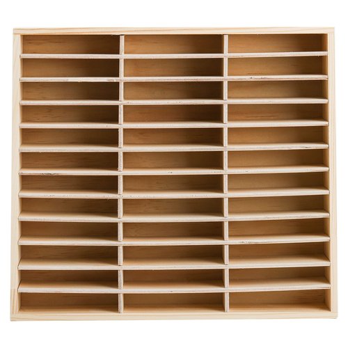 Lawei 36-Grid Wooden Cell Phone Holder, Multifunctional Desktop Organizer Storage Box for Classroom, Office, Meeting Room, Phone Rack Display