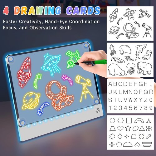 Lumi Board - Rechargeable LED Drawing Board for Kids | 7 Colors, Magnetic, Light-Up Acrylic Gift