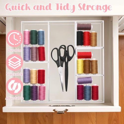 EupHHonycs Acrylic Clear Drawer Organizer 6 Section Divided Makeup Organizer Tray 11.8x11.8x1.8 inch Junk Drawer Storage for Office Bedroom Desk Supplies and Accessories