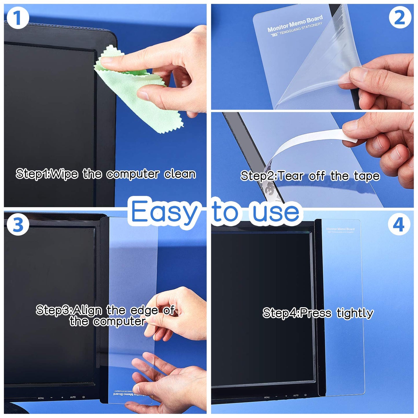 Zonon 8 Pieces Monitor Memo Board, Memo Boards for Computers Transparent Acrylic Monitor Side Panel Office Desk Accessories Desktop Computer Sticky Note Holder for Office Home Work Desk