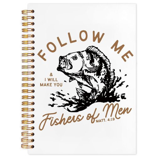 WUCHJ Retro Fish Christian Notebook,Boys Religious Notebook, Matthew 4:19 Bible Verse Journal, Religious Scripture Spiral Notebook Journal for Note Taking, Christian Faith Based Gifts for Women Men, 5.5x8.3 Inch