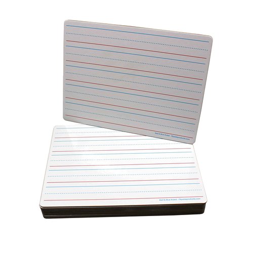 Flipside Products 9" x 12" Two Sided Dry Erase Red & Blue Lined, Color Markers and Erasers, Ruled, Learn to Write, Writing Practice, Pack of 12